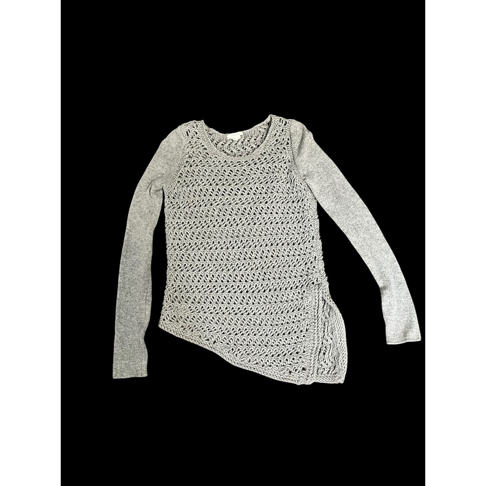 Helmut Lang Gray Wool Cashmere Asymmetrical Open Knit Sweater Womens Small